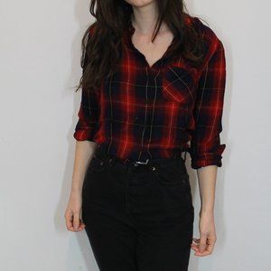 Garage Red and Blue Plaid Button Up Shirt - XS